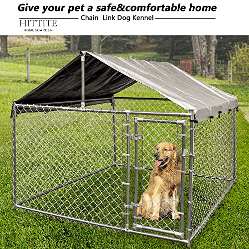 HITTITE Large Outdoor Dog Kennel, Heavy Duty Outdoor Fence Dog Cage, Anti-Rust Dog Pens Outdoor Dog Fence with… - Image 4