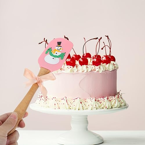 Miniatura 9 de Cabilock Juego de utensilios de cocina, espátula de silicona de Navidad con mango de madera, espátula para hornear, suministros para hornear,