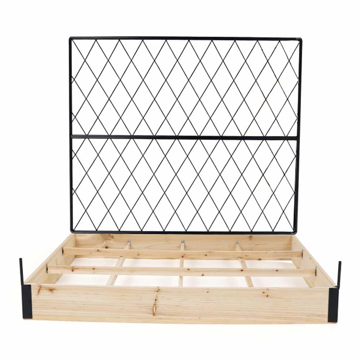 Carré Potager en Bois de Sapin avec Treillis - 115x80x128cm