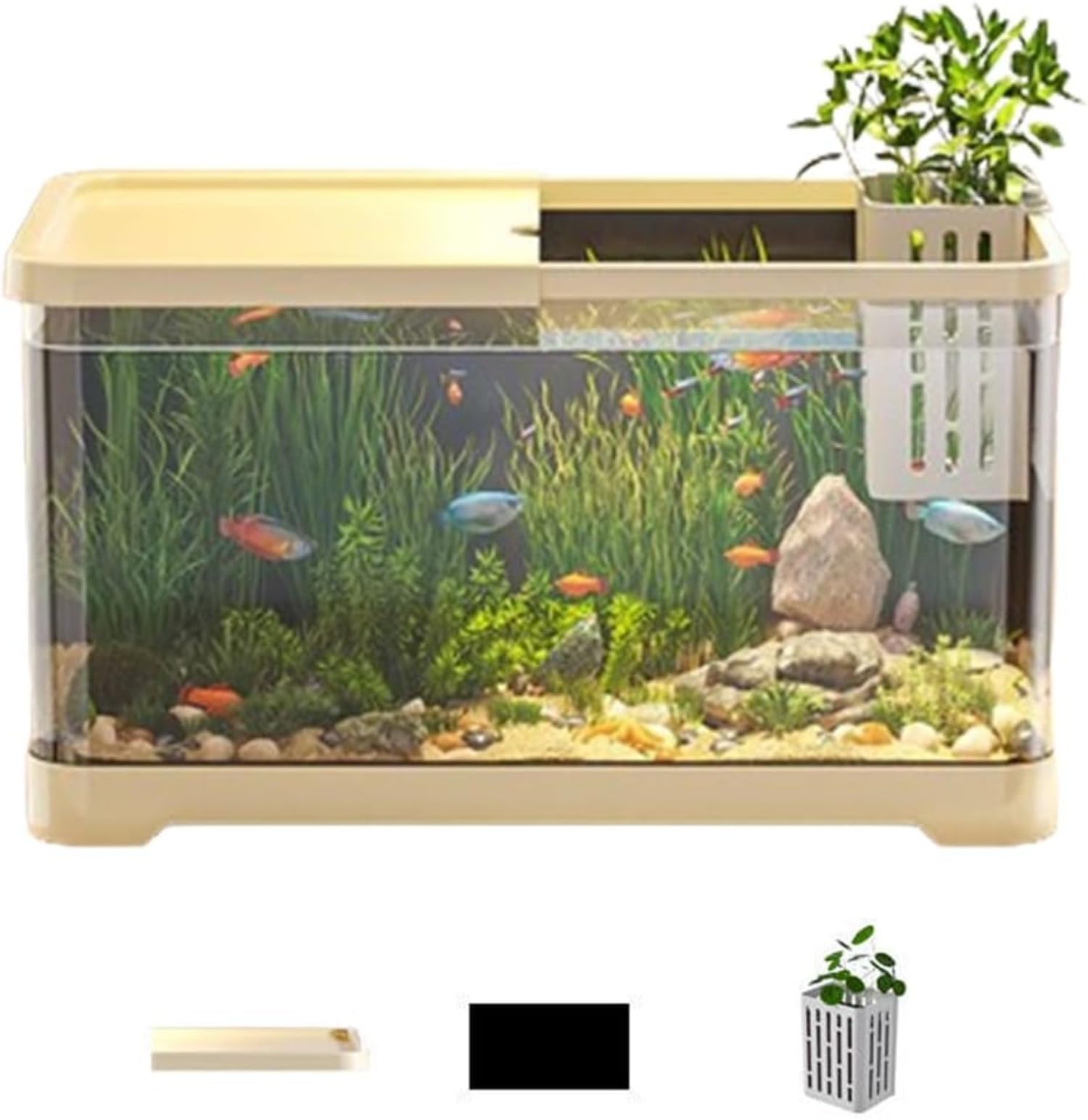 Amazon | 卓上水槽透明水槽リビング水景中小型生態家庭用亀水槽