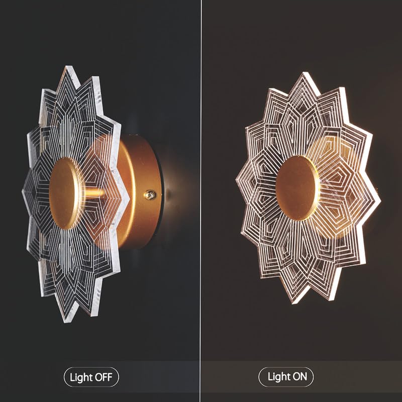 Image of Spiral Pattern 3-in-1 LED Wall Light Decorative Lamp with Golden Center Artistic Accent Lighting for Living Room Bedroom Hallway & Home Decor (Astra Glow Wall Lights, Pack of 1)