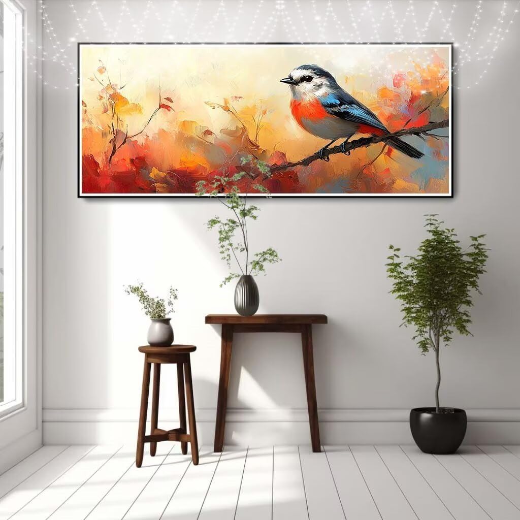 Niebieski ptak, krajobraz DIY zestawy do malowania diamentami, 5D duży dorosły (60 x 120 cm), DIY diament haft krzyżykowy malowanie według numerów, malowanie diamentami do dekoracji domu 58Y-11903