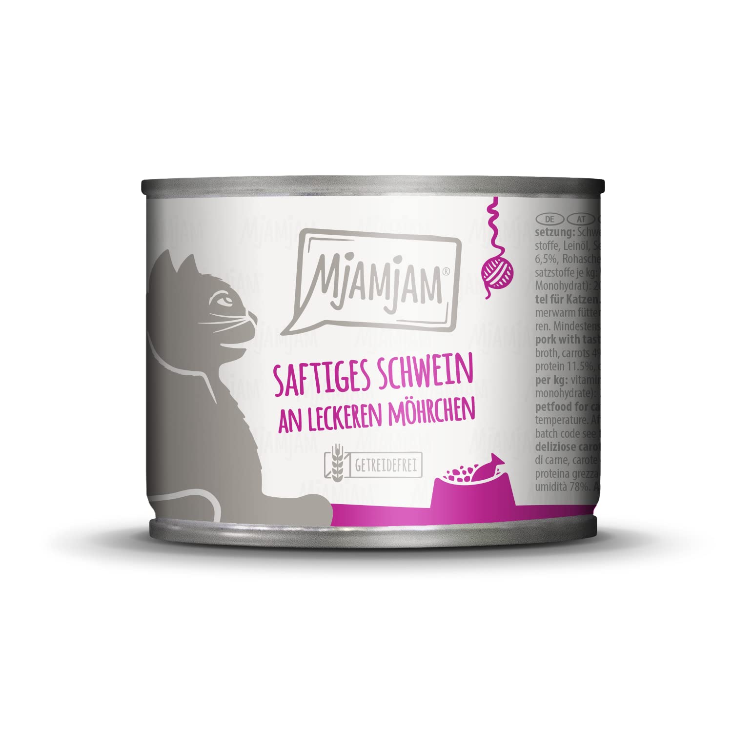 MjAMjAM - Mokra karma Premium dla kotów - soczysta wieprzowina z pysznymi marchewkami, 6-pak (6 x 200g), bezzbożowa z dodatkowym mięsem