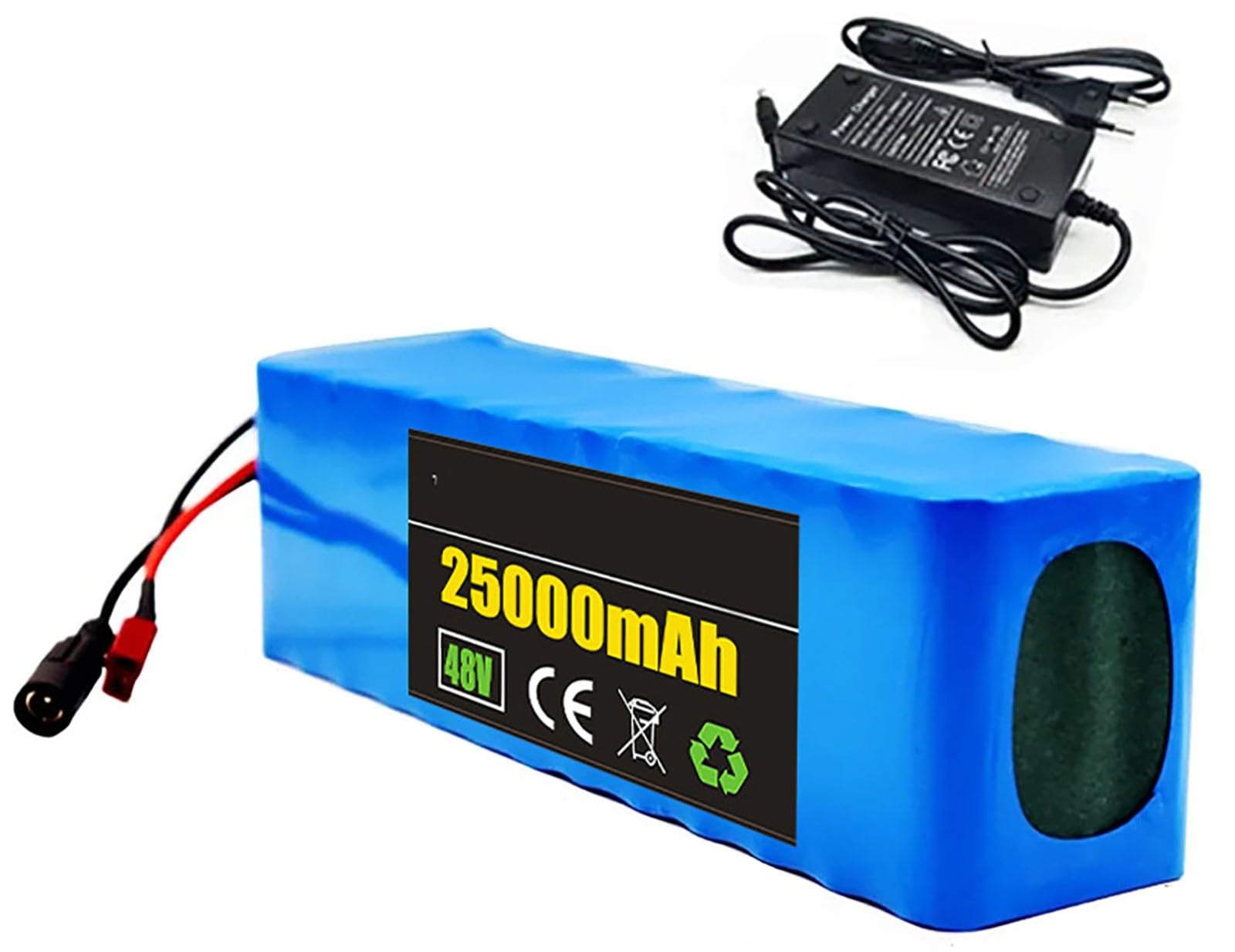 Batteria Per Bici Elettrica 48V 25Ah 13S3P, Batteria Ebike 48V 25Ah Batteria Impermeabile PVC Con Caricatore BMS Incorporato 48V 25Ah,T+DC