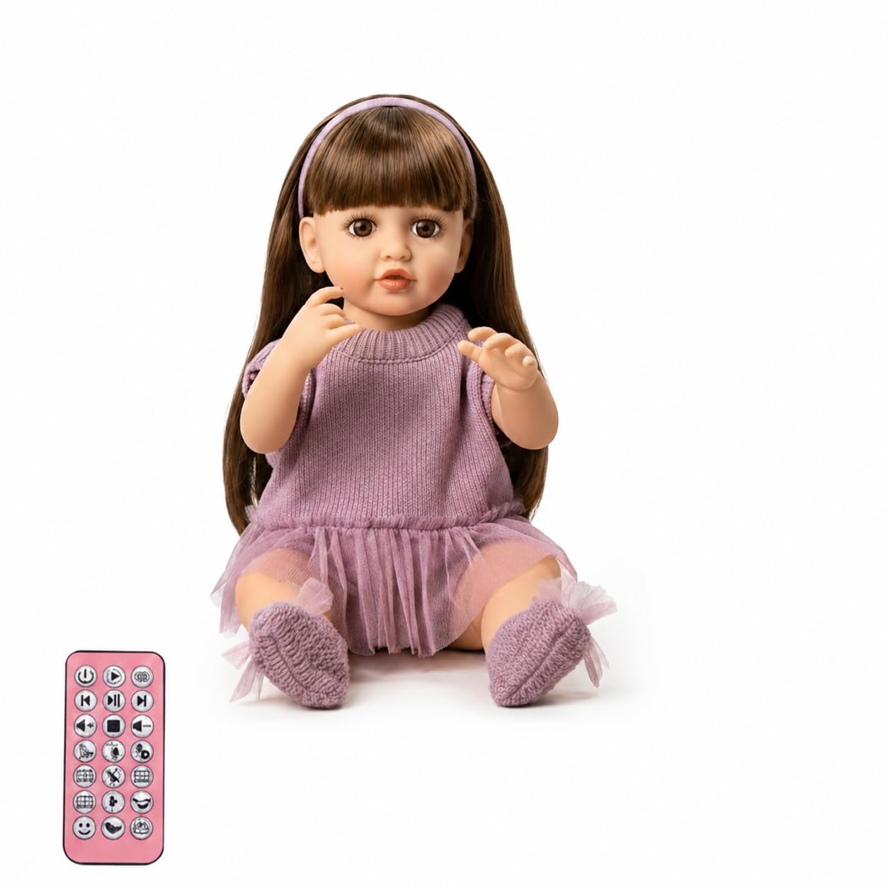 Flokee AI Smart Talking Baby Doll with Moving Lips & Hands, Remote Control Storytelling & Voice Repeat, Soft Silicone Interactive Learning Doll for Girls-image-17
