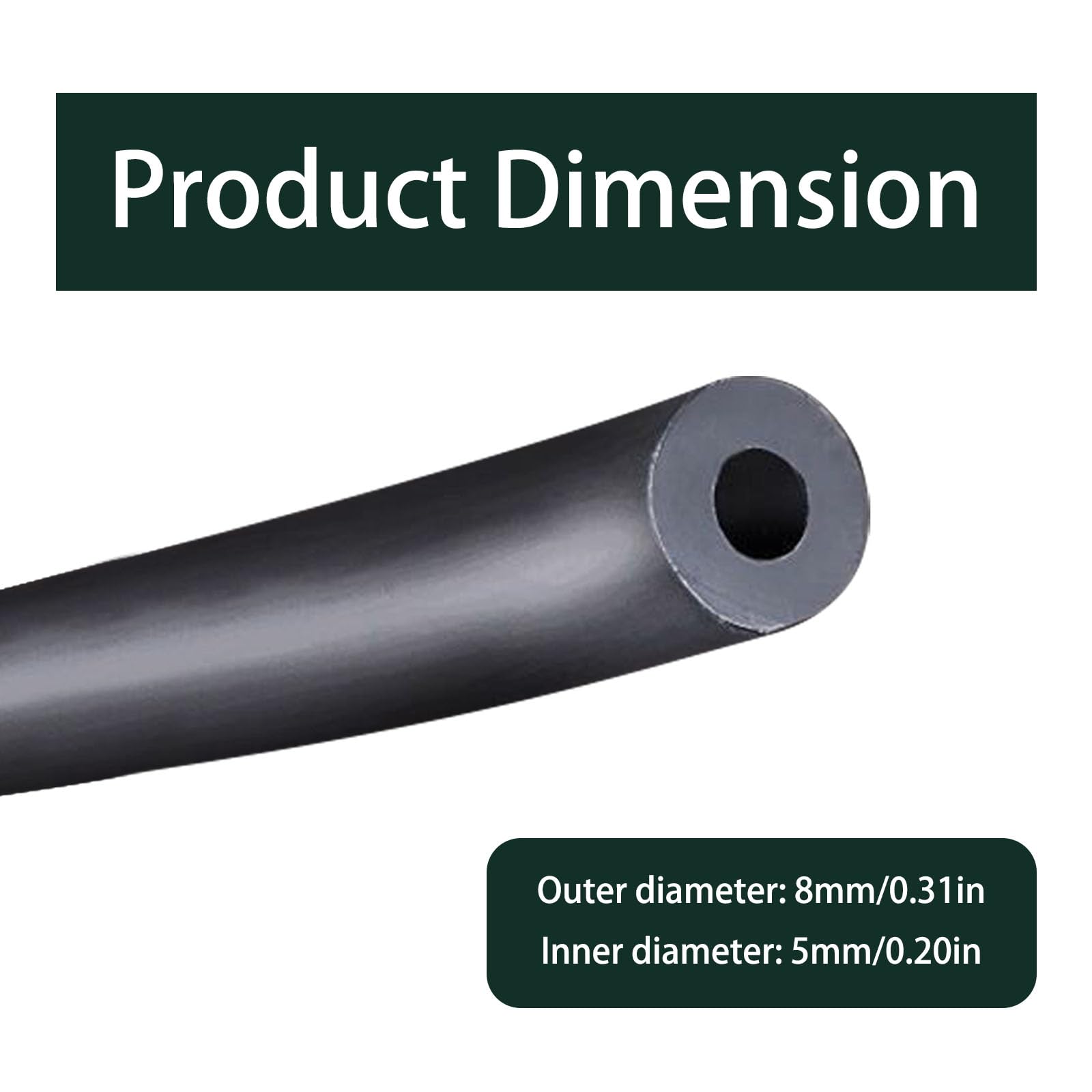 Tubo per microirrigazione, Tubo for microirrigazione in PE Nero, Diametro 8 mm-12 mm, Lunghezze Multiple for l'irrigazione del Giardino(8mm,50m(164ft))
