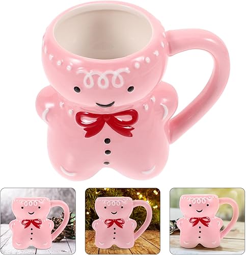 Miniatura 6 de jojofuny Taza de pan de jengibre para hombre, tazas de café de Navidad, taza de café de pan de jengibre rosa, taza de vacaciones, taza de leche,