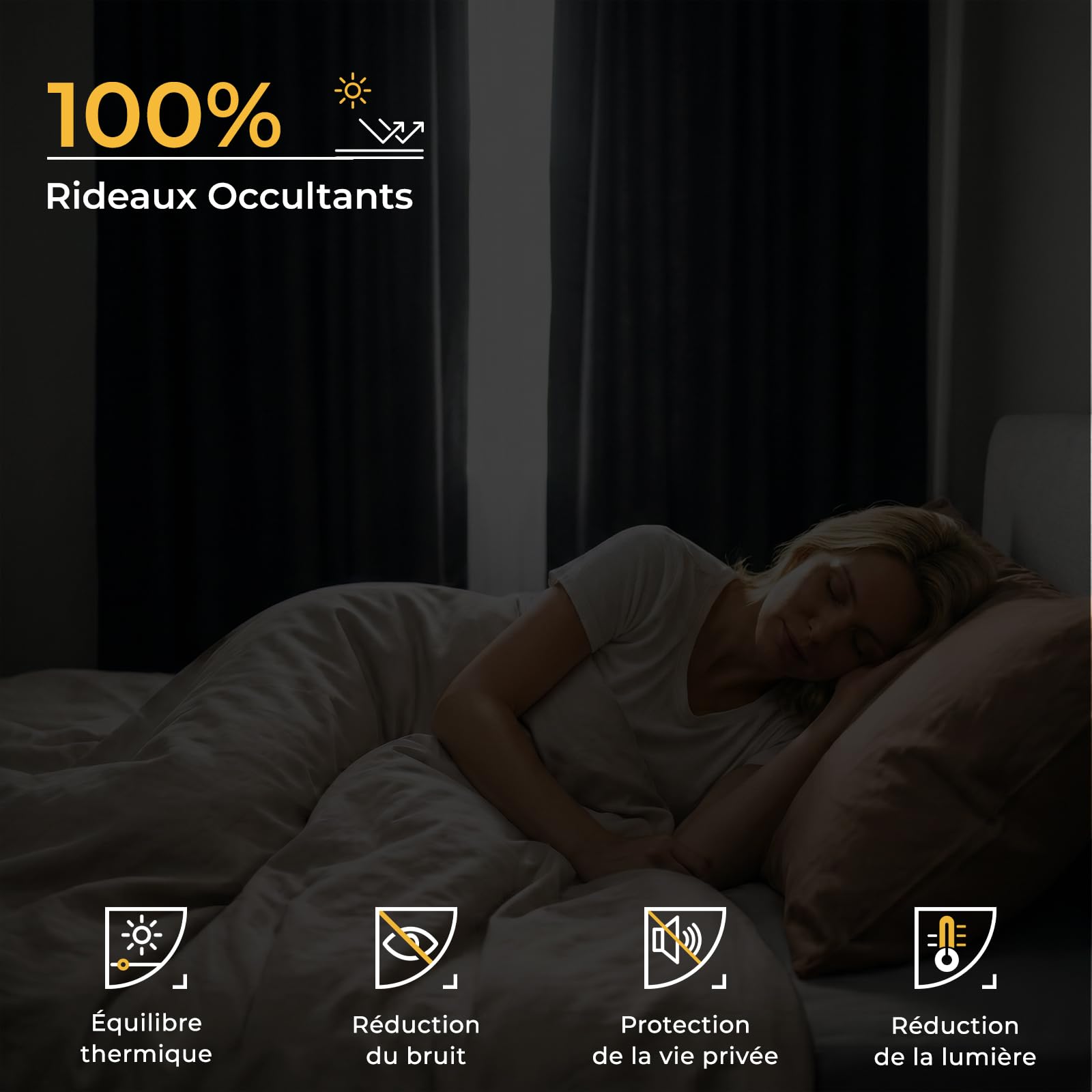 INOVADAY 100% Rideau Occultant Thermique Isolant Anti Froid et Chaleur 2 Panneaux 140x245 CM, Rideau Beige Clair Opaque Effet Lin à Oeillets Lumiere Anti-UV pour Salon et Chambre