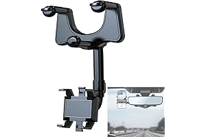360 Degree Rotatable and Retractable Car Phone Holder with Rearview Mirror Bracket