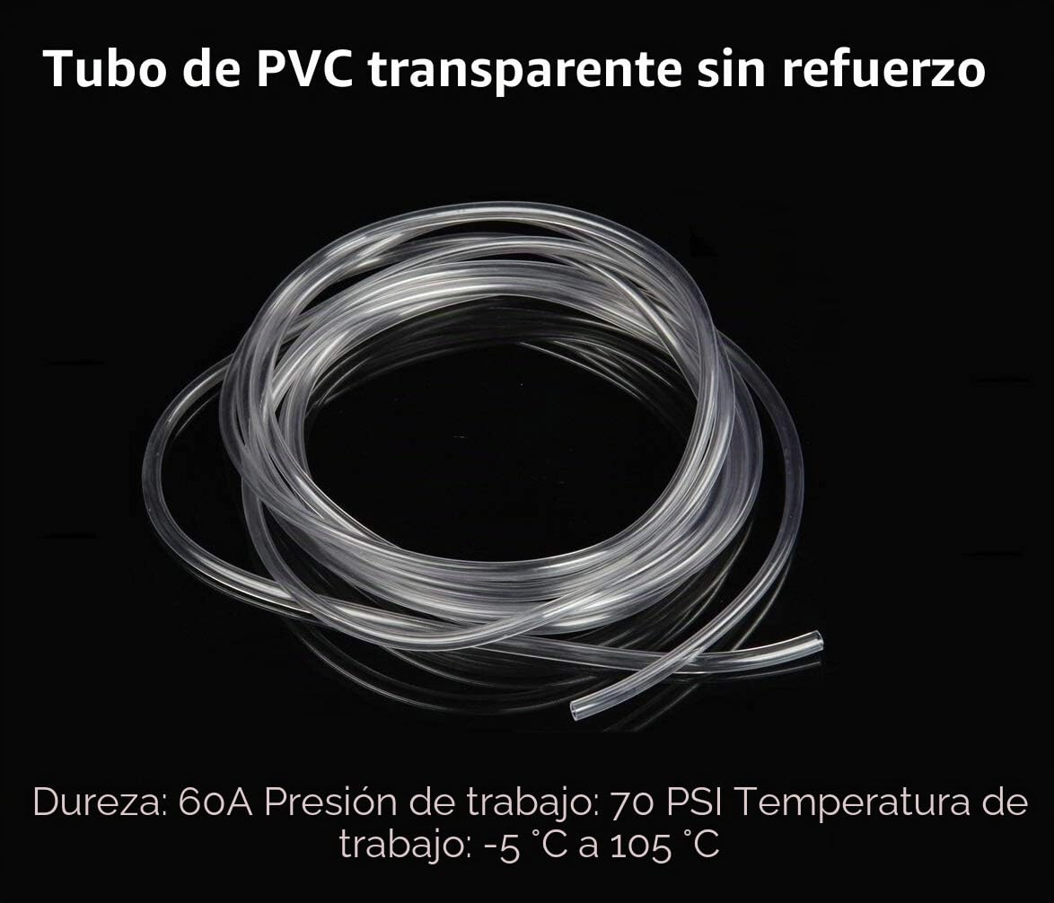 Hyber&Cara Tubo flexible transparente de PVC de grado alimenticio de 8 mm de diámetro interno x 11 mm de diámetro externo para tubería de aire de agua de 5 metros con 2 abrazaderas de manguera