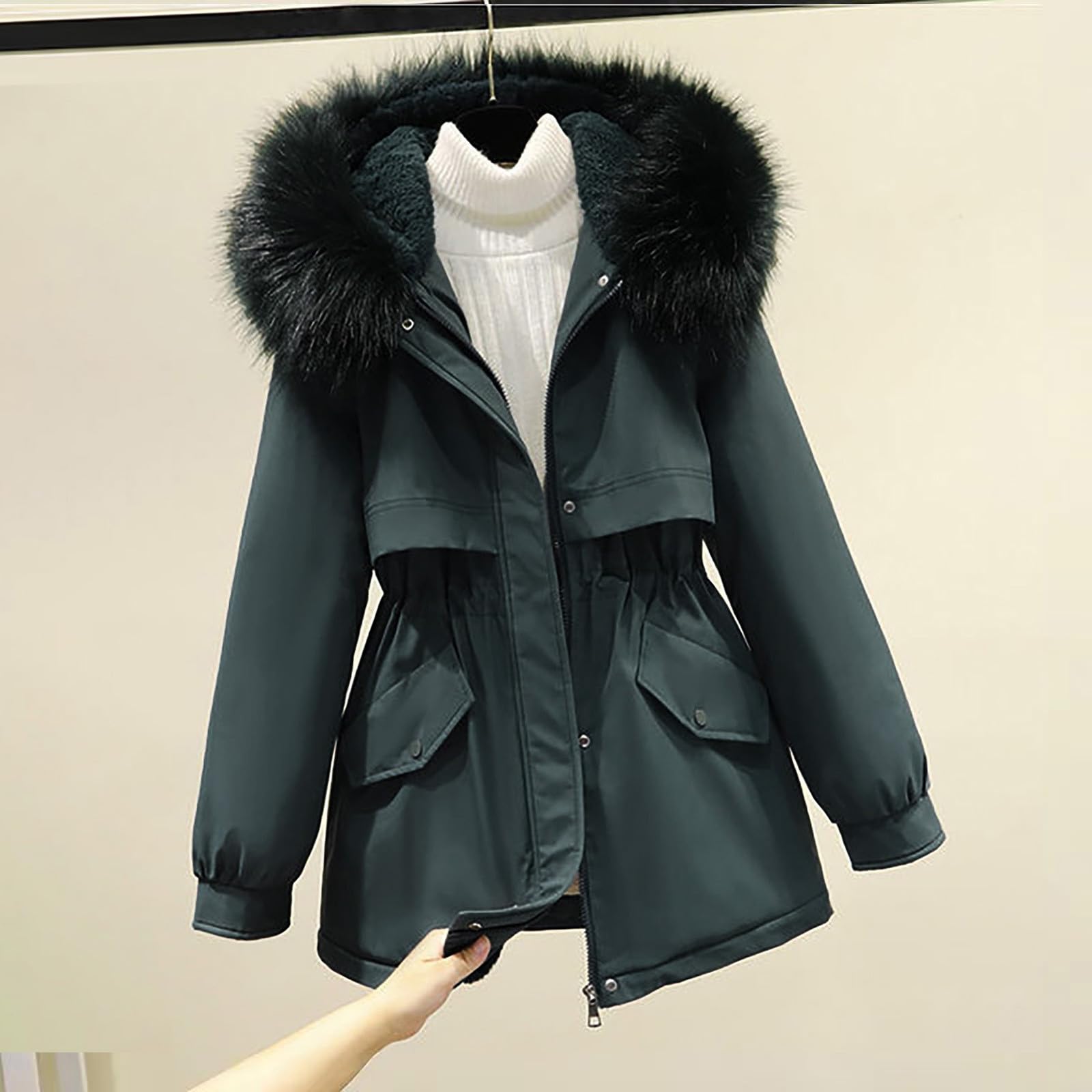 Cocila Bufanda Lana Escocesa Supera la Ropa de Invierno de Felpa y algodón Grueso, Chaquetas pequeñas de algodón para Mujer, Ropa de Trabajo y Abrigos Cazadoras Plumas Mujer