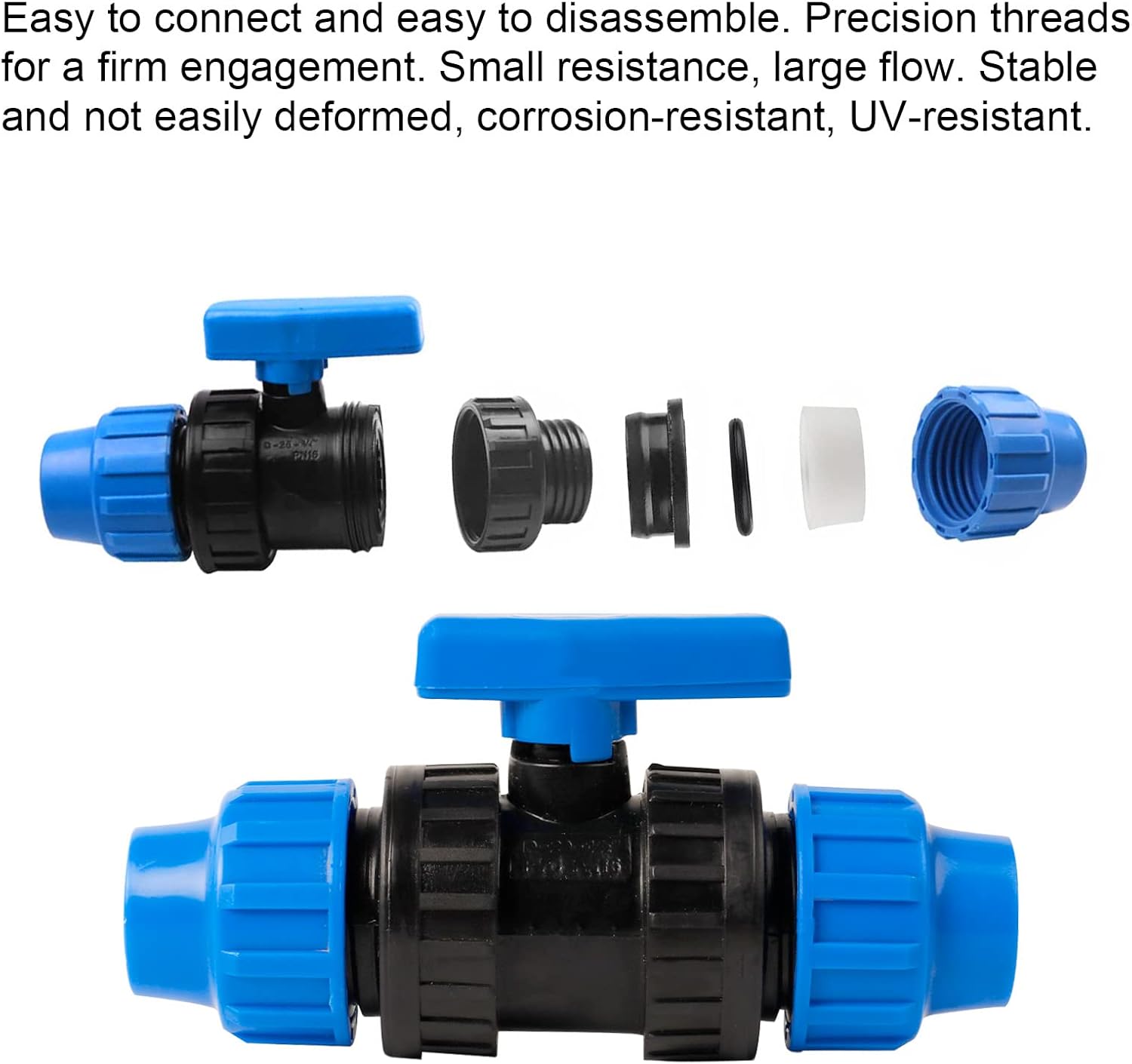 Zhongtou 20 mm Ball Valve Water Pipe Compression Fitting Reusable PP