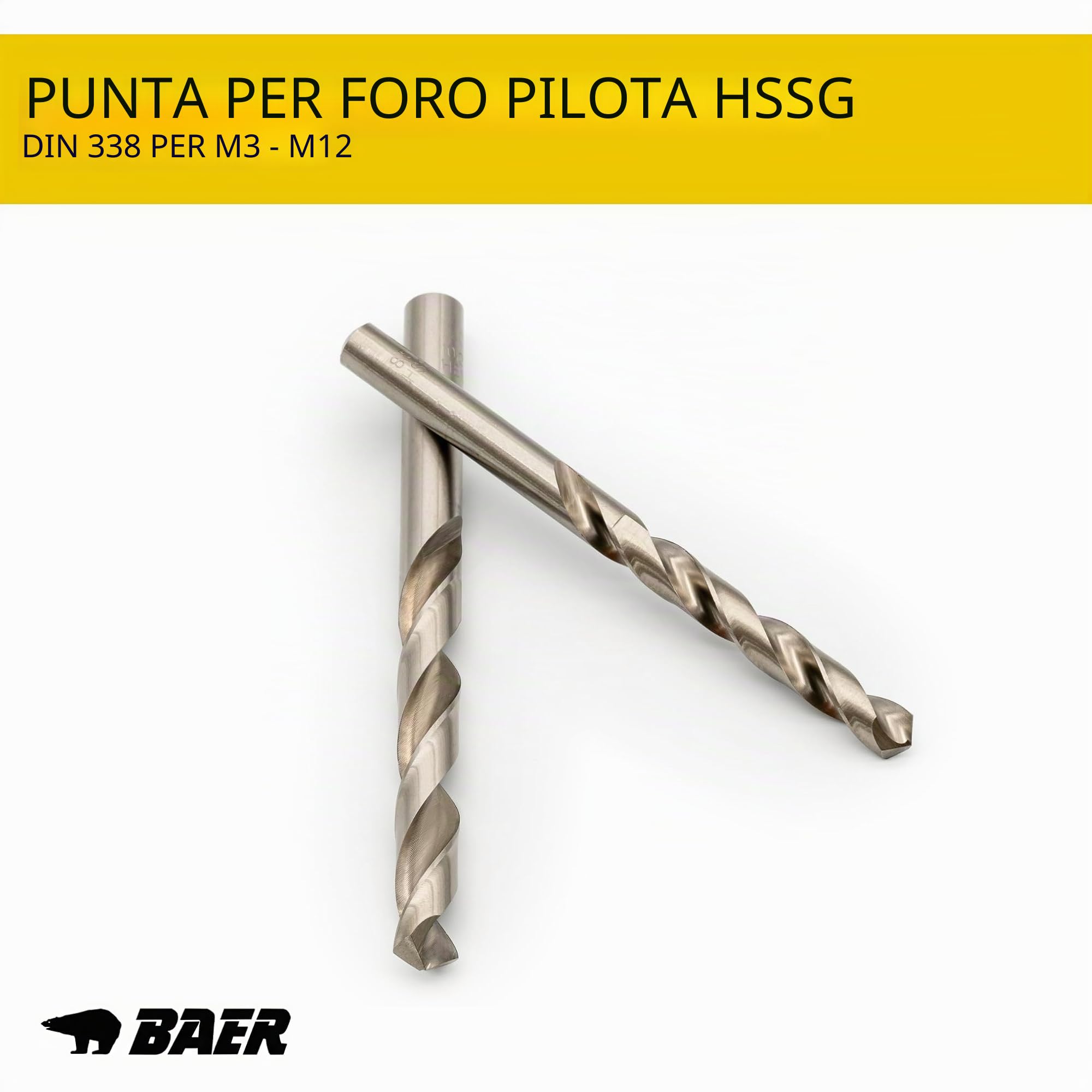 BAER Set di maschietti M3 – M12, HSS, file, utensili per filettatura, set di filettatura, maschio