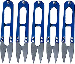 KIT 5 TESOURAS DE METAL COLORIDA PARA PODAR COSTURA LINHA ARREMATE (Azul)