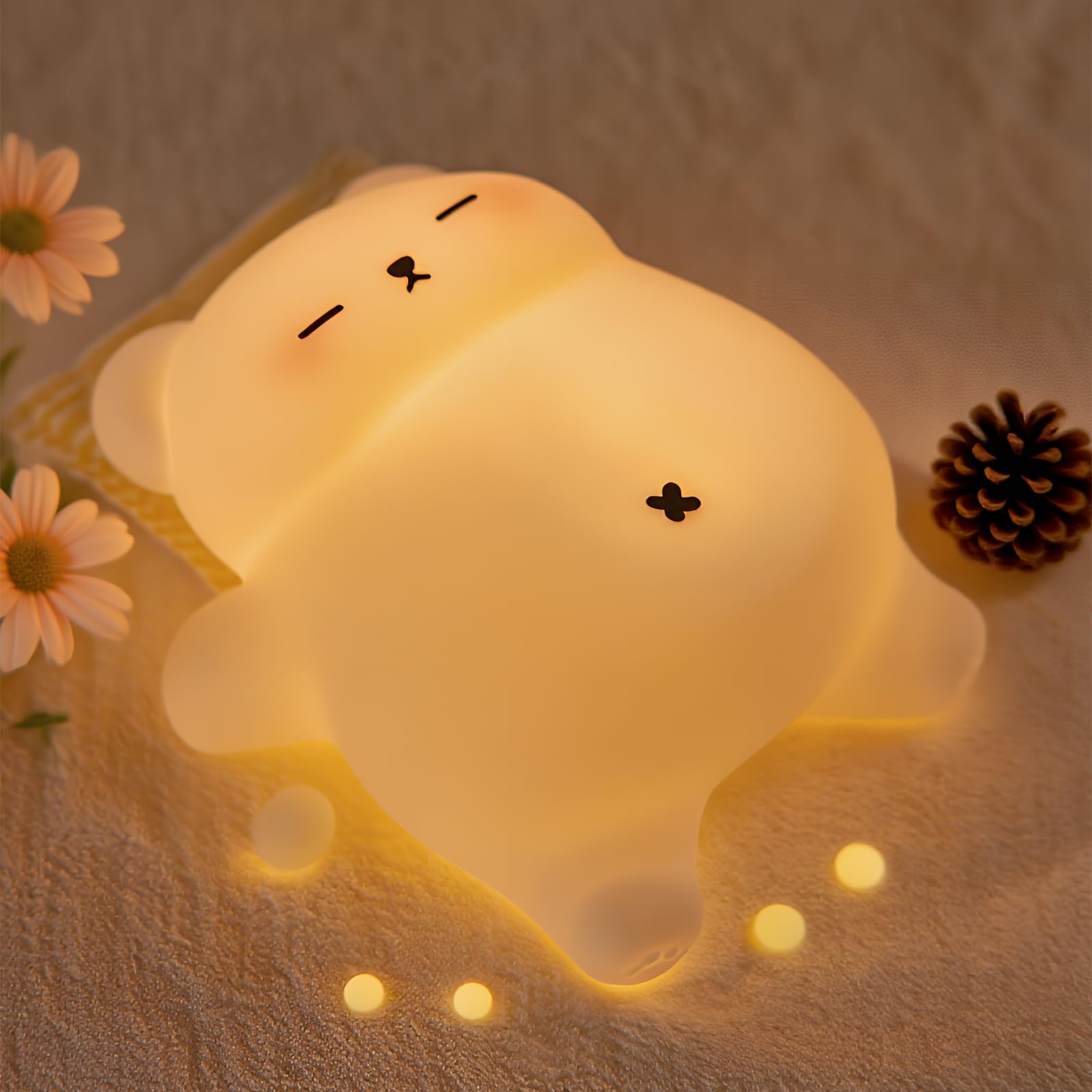 OCCOUMR Schnarchbär Nachtlicht Kinder, Süßes Bear Lampe 1200