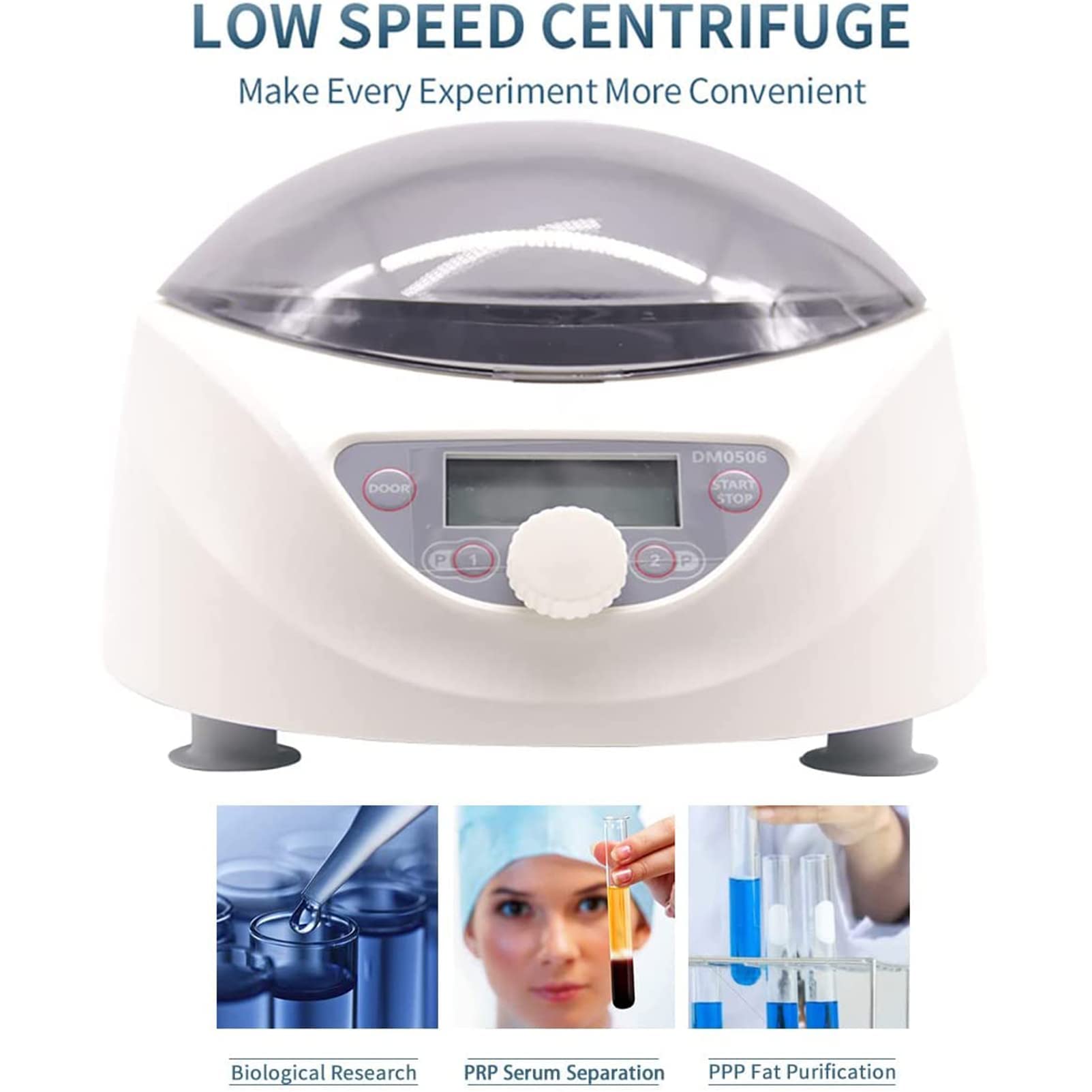 Centrífuga de sobremesa de laboratorio eléctrica, máquina centrífuga de velocidad ajustable de 300-5000 rpm, 6 tubos x 10 ml, con temporizador de 0-99 min y control de velocidad, para química biológ