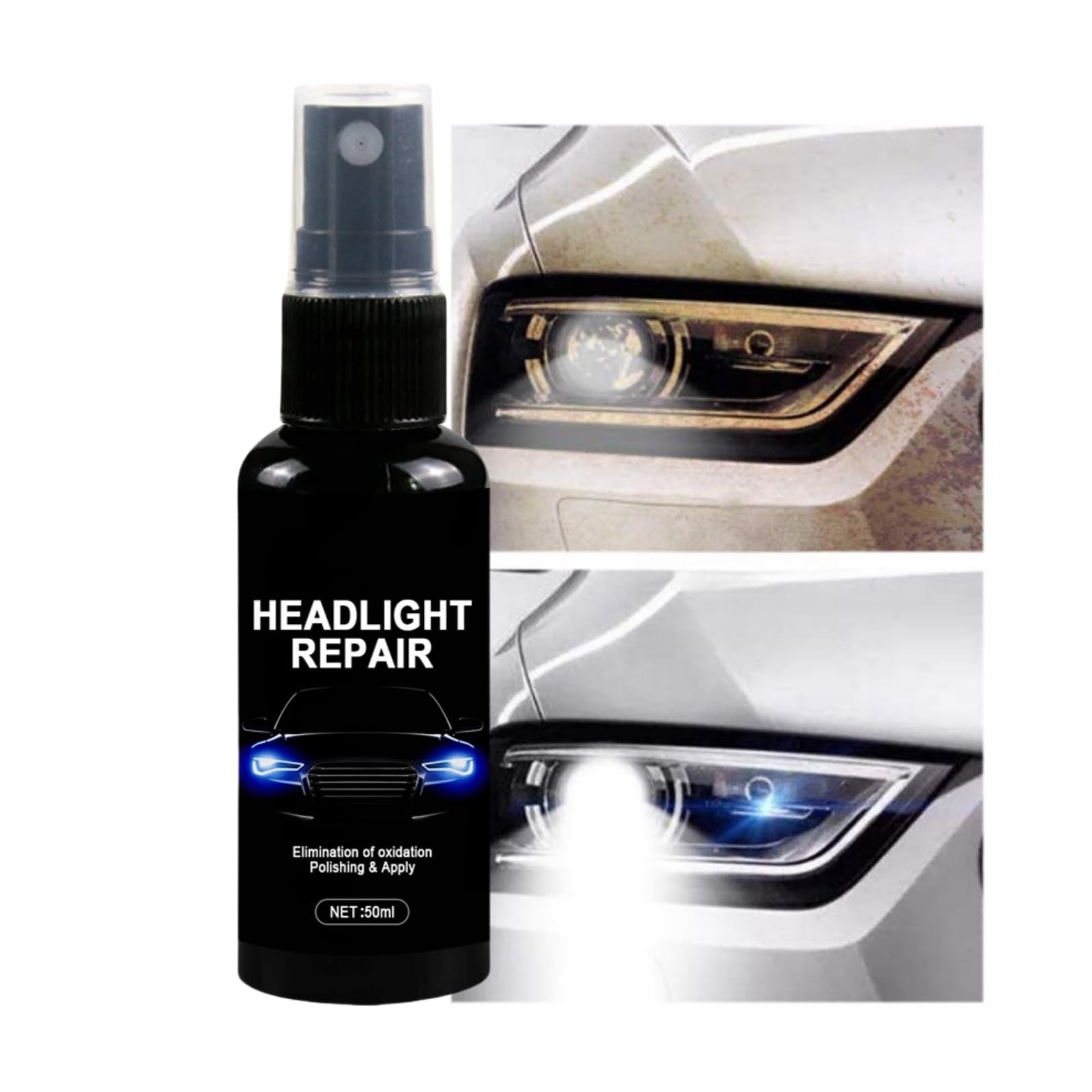 Headlight Repair Spray 50ml Headlight Restoration Spray, Scratch Repair And Polishing, Enhanced Clarity And Visibility, Long-Lasting Protection, Versatile Headlight Repair, Easy Application