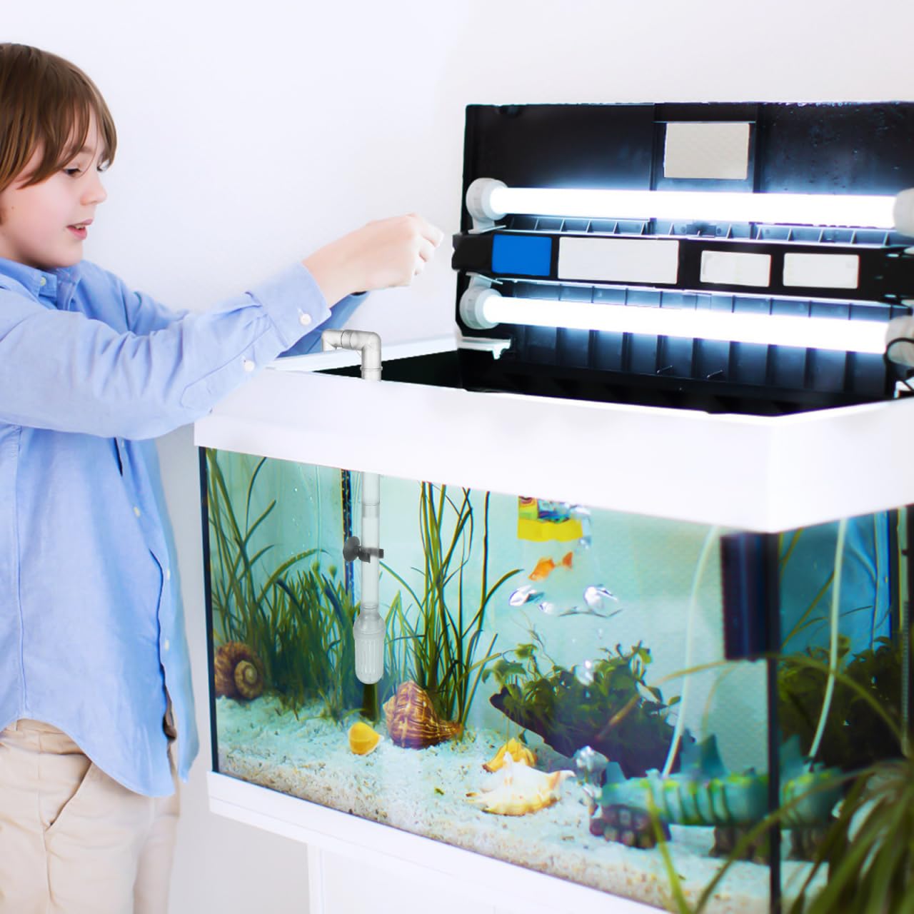 FOMIYES Kit Tubi Filtro Acquario Esterno - Raccordi per Tubi Acquario con Ugello di Uscita E Aspirazione Regolabile per Serbatoio di Pesce, Compatibile con Tubo 12/16 Mm