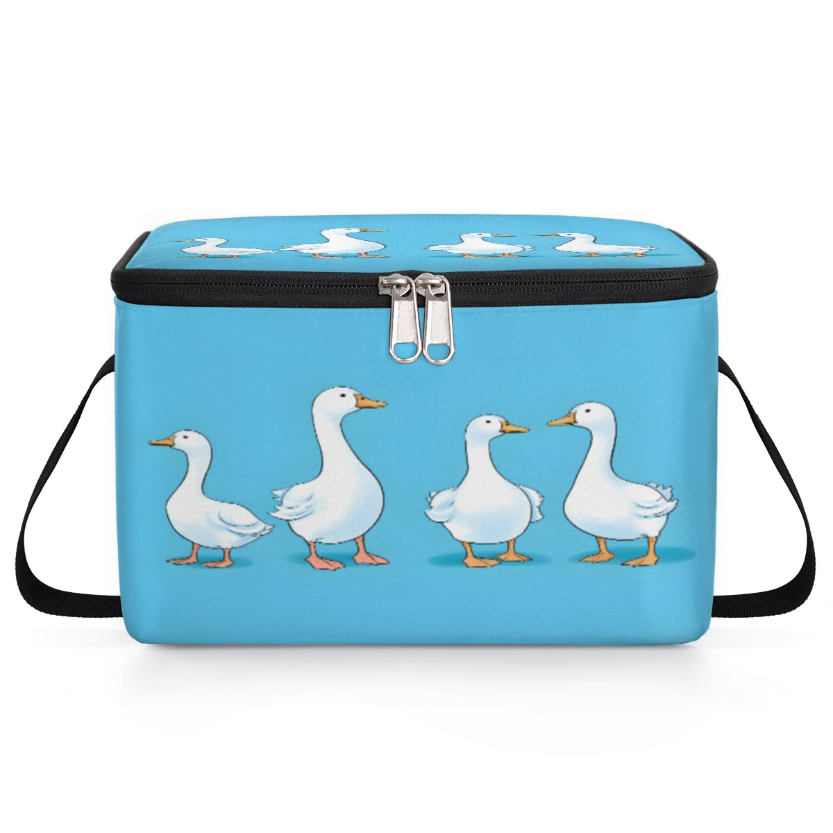 GzLeyigou Cute Ducks Lunch Bags for Women Men 9 Cans, Hot & Cold Food Delivery Bag Insulated Grocery Bag Insulated Lunch Box Animal Duck Cooler Bag for Office Work Picnic Beach