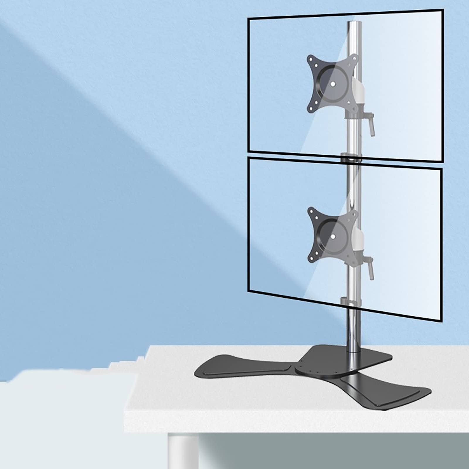asdchZen Dual Monitor Stand With Metal Base,Height Adjustable Monitor Mount For 17 To 27 Inch Screen,Holds Two Screen Up To 8Kg/17.6Lbs
