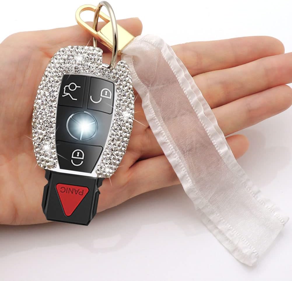 Key Fob Cover Compatible with Mercedes Benz C E S M CLS CLK GLK GLC G Class Bling Crystal Rhinestone Diamond Key Case