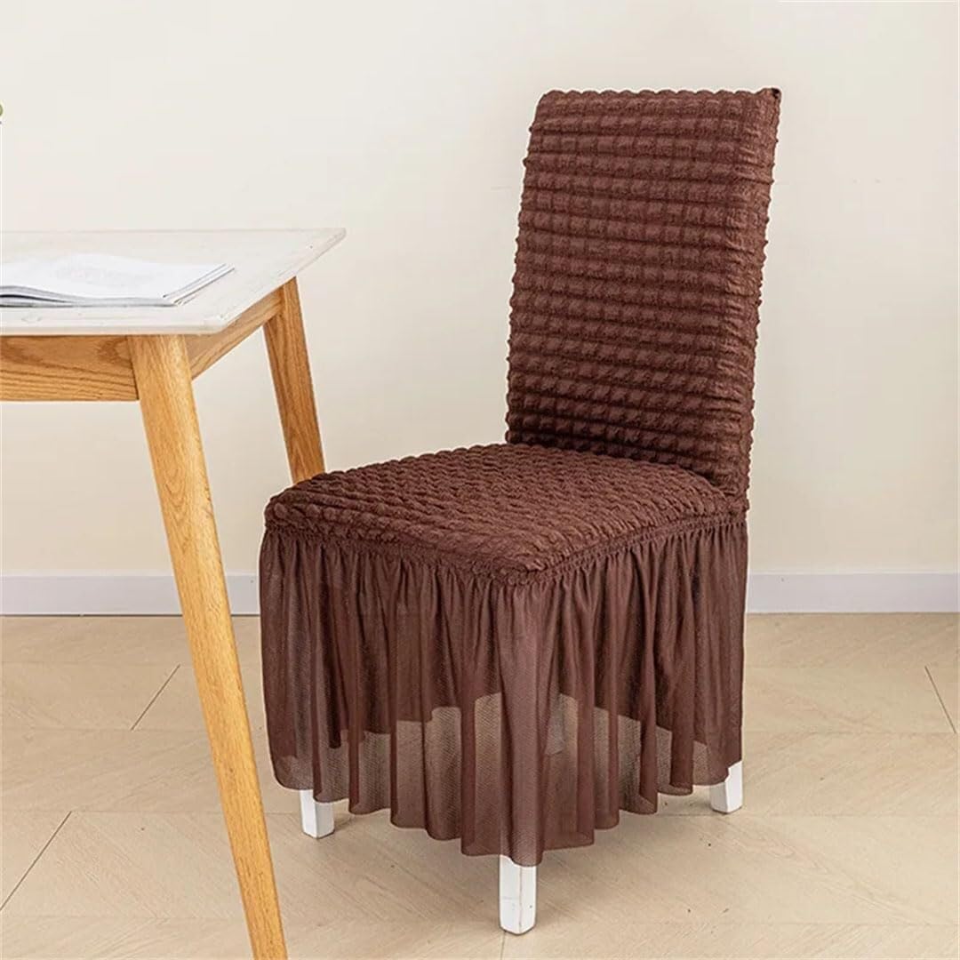PBTMCD Seersucker Skirt Chair Covers Set Of 2 Stretch Washable Slipcovers For Dining Room Banquet Wedding Seat Protector(#7)