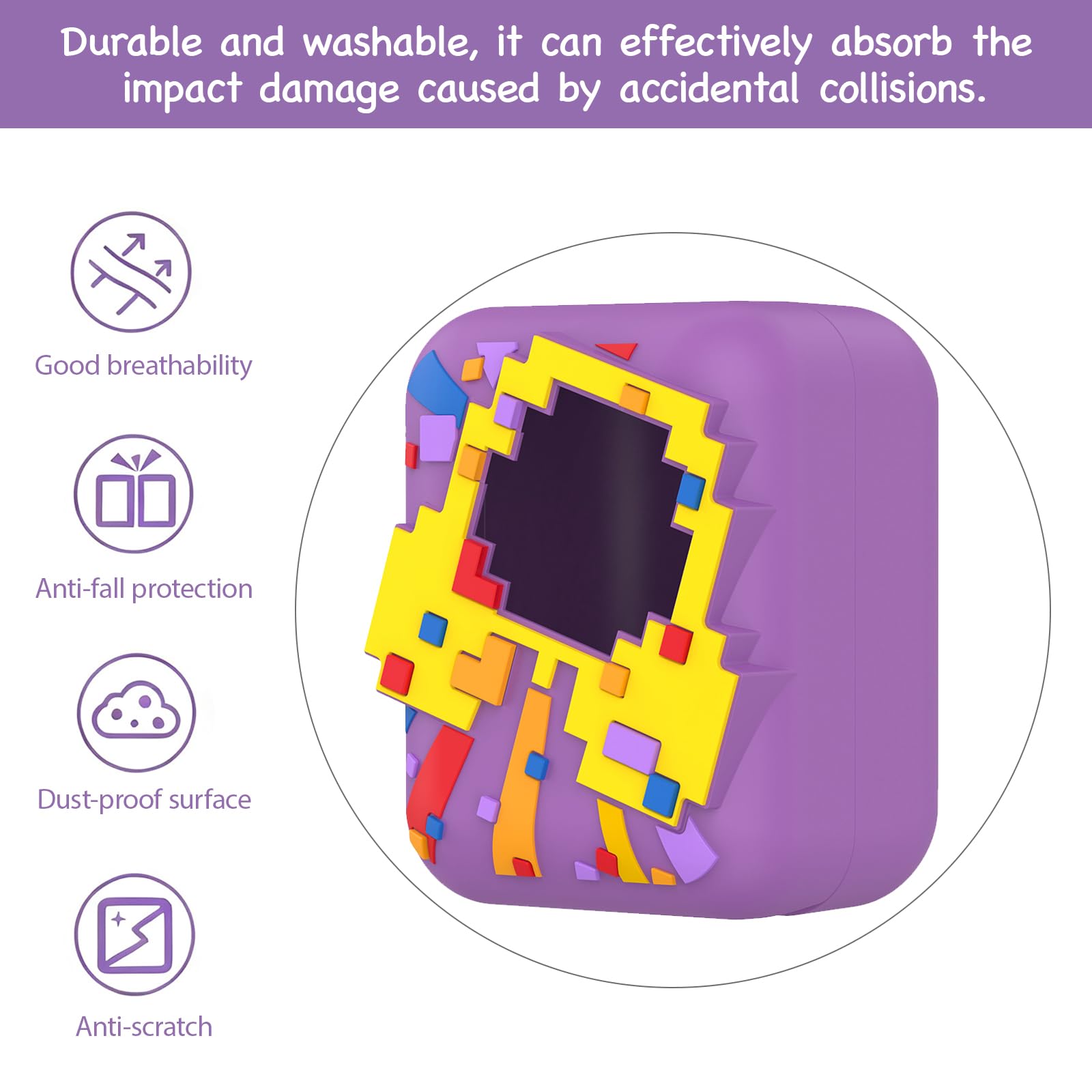 Sotbnna Silicone Case for Bitzee Interactive Pet Full Cover Mini Case Protective Digital Soft Cases Set,Anti-fall Shockproof Portable Carrying (Lavender Purple) - Image 4