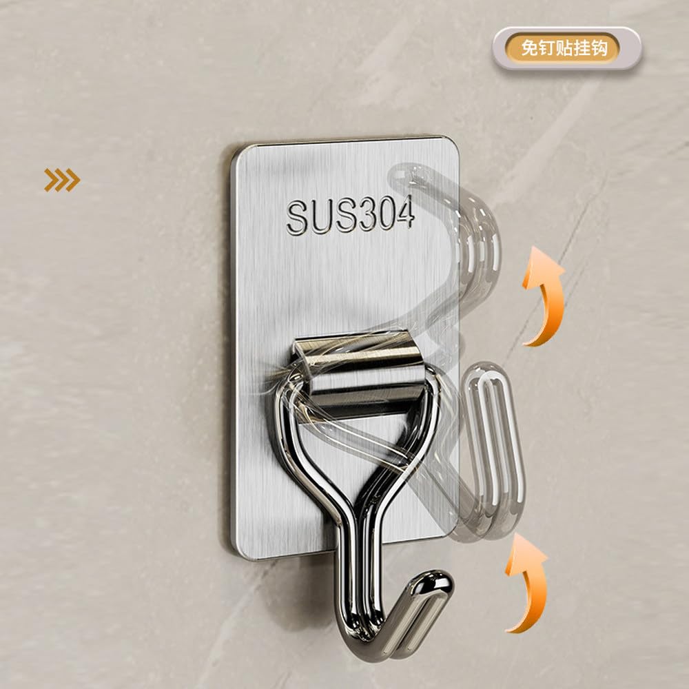 5/10 ganchos de pared de acero inoxidable, autoadhesivos, resistentes, ganchos para colgar, impermeables, adhesivos, toallas de baño, llaves, abrigos, bolsas, 10 unidades, 1