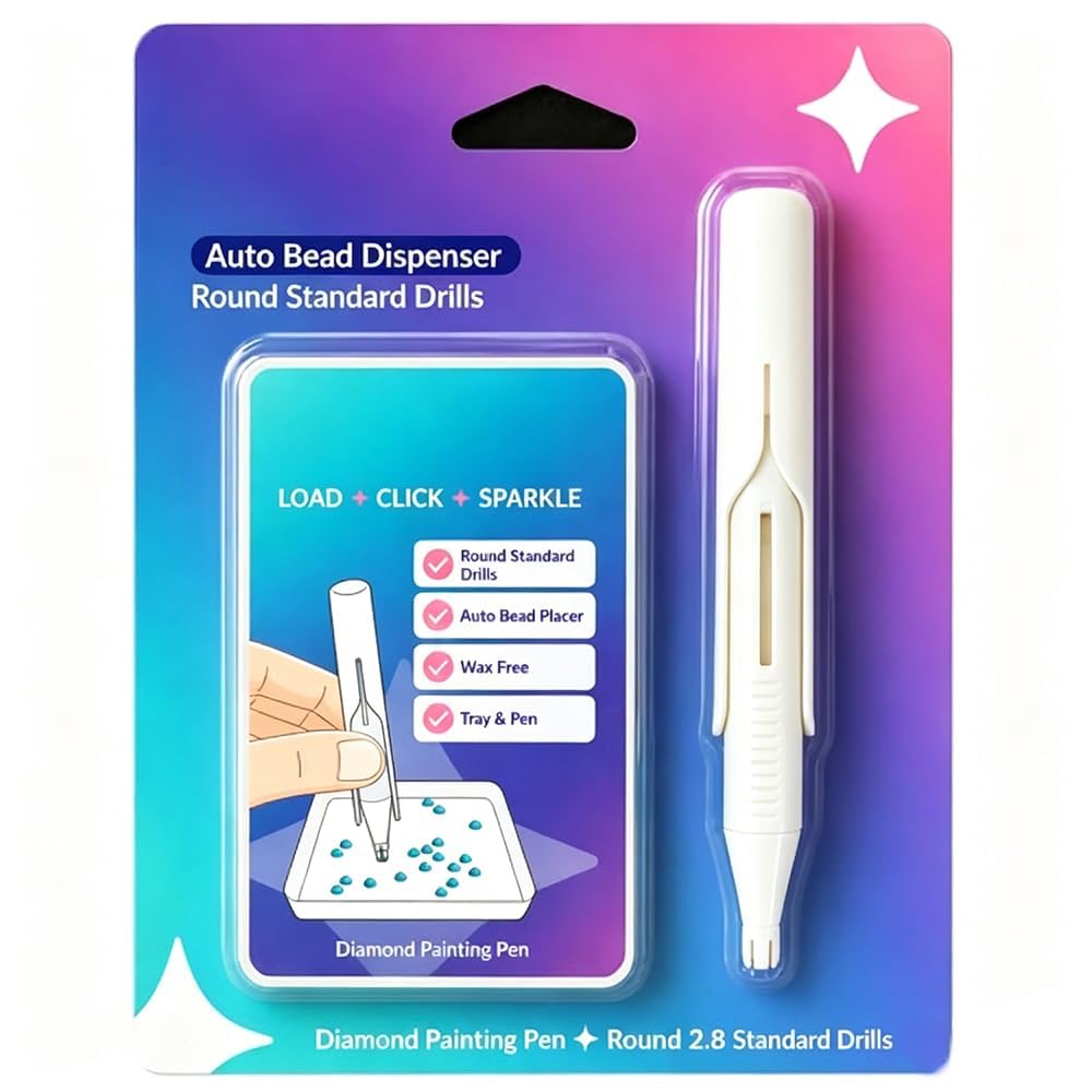 YIttings Automatic Diamond Painting Bead Dispenser, Diamond Art Tools Pen No Wax Needed, Diamond Art Accessories Kit for DIY Crafts for Adults (White)