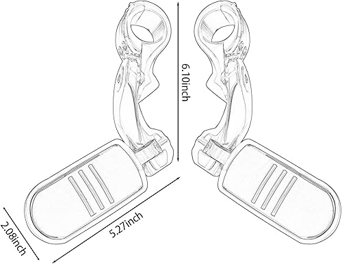 Miniatura 7 de Reposapiés para Harley Sportster Dyna Touring Street Glide Road Glide Road King Electra Glide con barra de carretera de 1.25 pulgadas (negro)