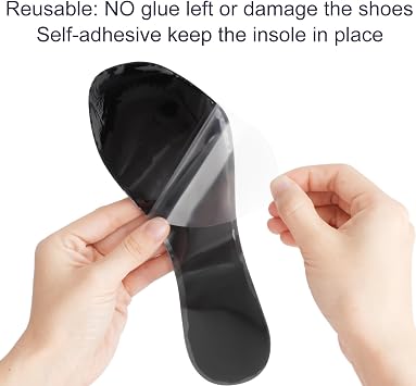 2 Pairs Gel Cushion High Heel Inserts, Self-Adhesive Sandal Inserts Insoles Women, New Anti Slip Design, 3/4 Length Dress Shoe Inserts Pain Relief for Flats, Sneakers, 2 Black 5-8 US Size
