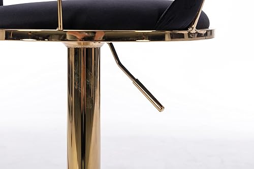 Miniatura 13 de Juego de 2 taburetes de bar tejidos de terciopelo, taburetes de cocina de altura ajustable, silla de isla, sillas de bar giratorias de 360°, chasis