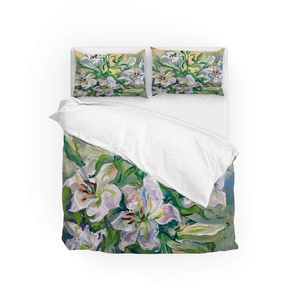 Housse de Couette Microfibre Souple CHEHONG Parure Lit Simple Qualité Hôtel Peinture Florale