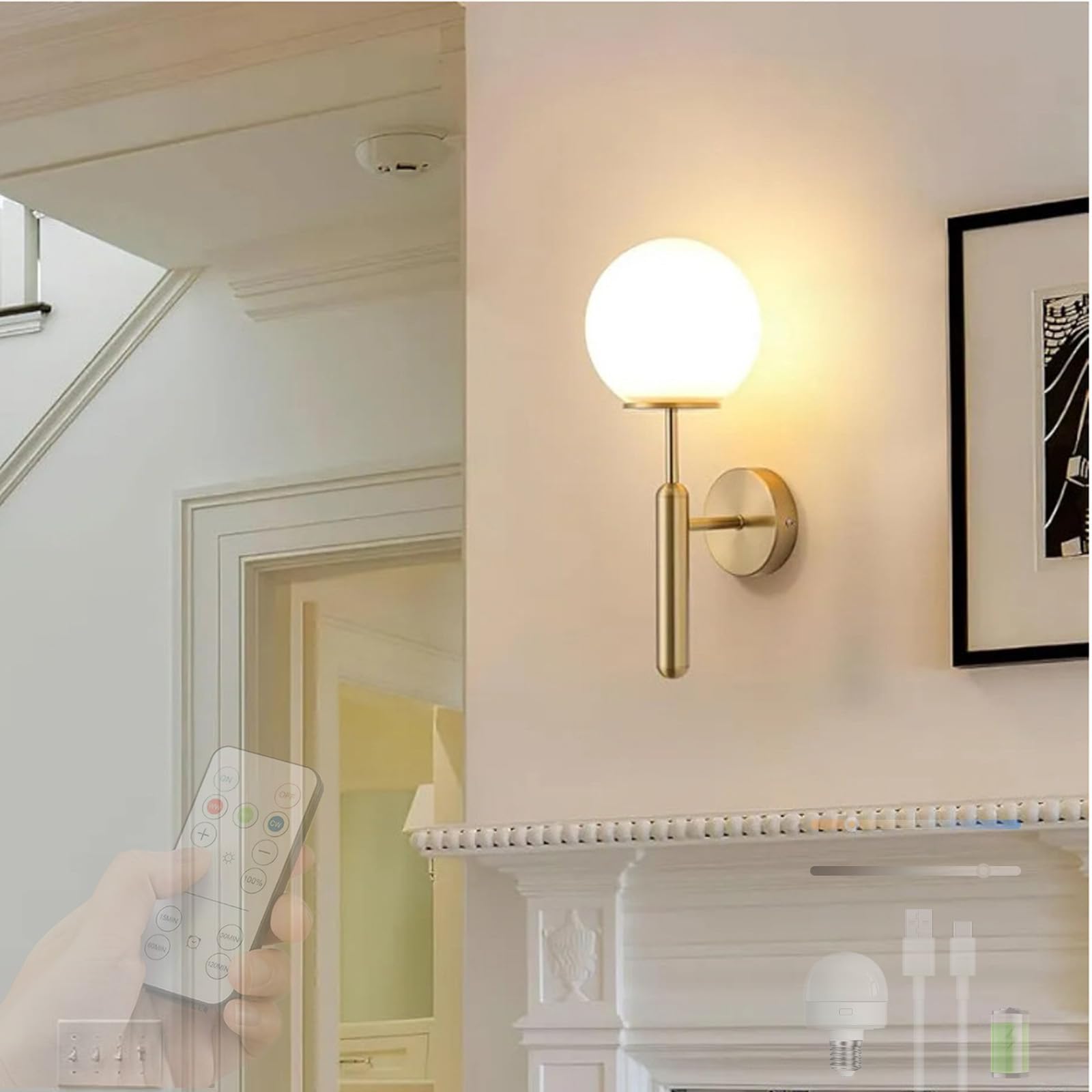 Lámpara de Pared sin cables para zonas oscuras como escaleras 8