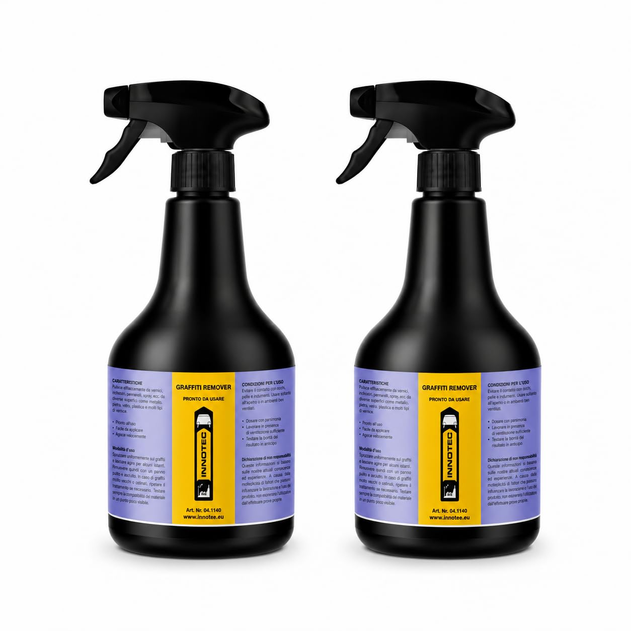 2 Stück INNOTEC Graffiti Remover 500 ml – kraftvoller Graffiti-Entferner für Farbe & Spraylack – löst schnell Farbschichten auf Beton, Metall, Holz und Putz – ideal für Fassaden, Mauern & Außenflächen
