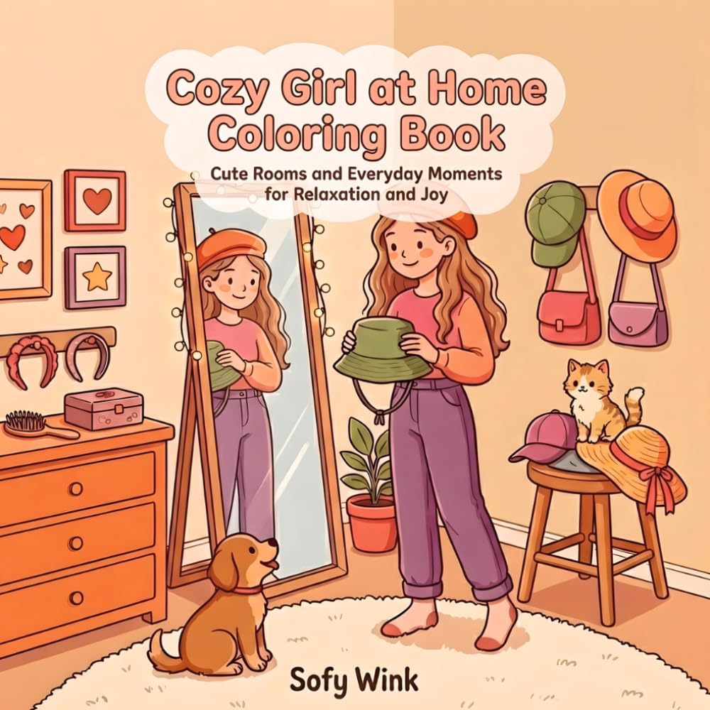 Cozy Girl at Home: Coloring Book for Adults and Teens Cute Rooms and Everyday Moments for Relaxation and Joy