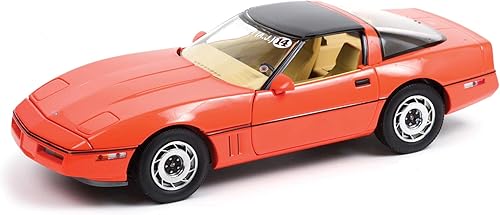 1984 Chevy Corvette C4 Hugger Orange Jim Gilmore y AJ Foyt Edición Limitada Orden Especial 118 Modelo de Auto Fundido a Presión por Greenlight 13595