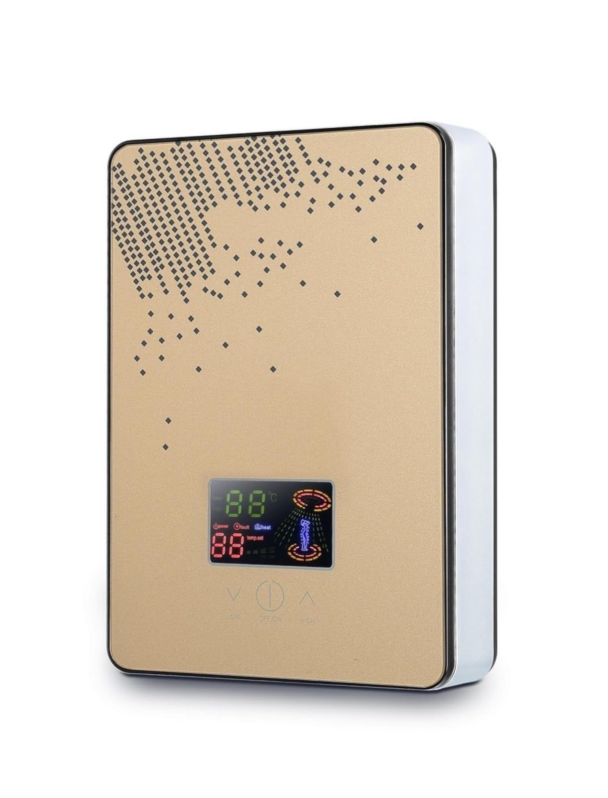 Mooilko Gold Hot Water Heater Electric 6500W Tankless Instant Boiler Bathroom Tankless Shower Set Thermostat Safe Intelligent Automatica Easy To Use(Gold)
