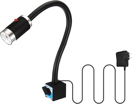 PATIKIL Luz de trabajo magnética, lámpara de trabajo LED de 1080 lúmenes, 9 W, 120 V, luz de máquina de cuello de cisne flexible con interruptor