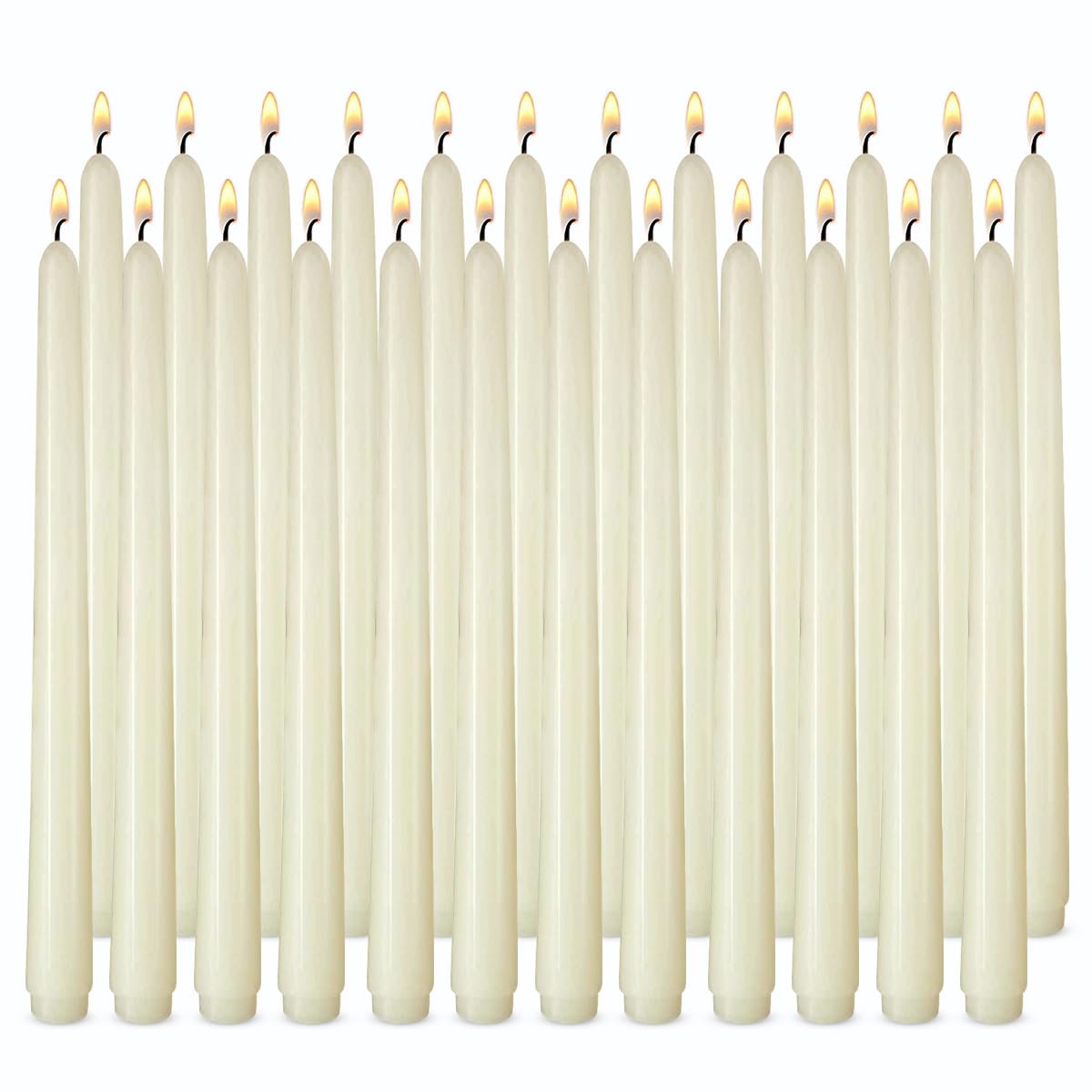 10 inch Cone-Shaped Candle, Set of 24 Smoke-Free, drip Free Wax, Long Burning, Used for Home Decoration, Churches, Celebrations, Parties (Ivory Color)