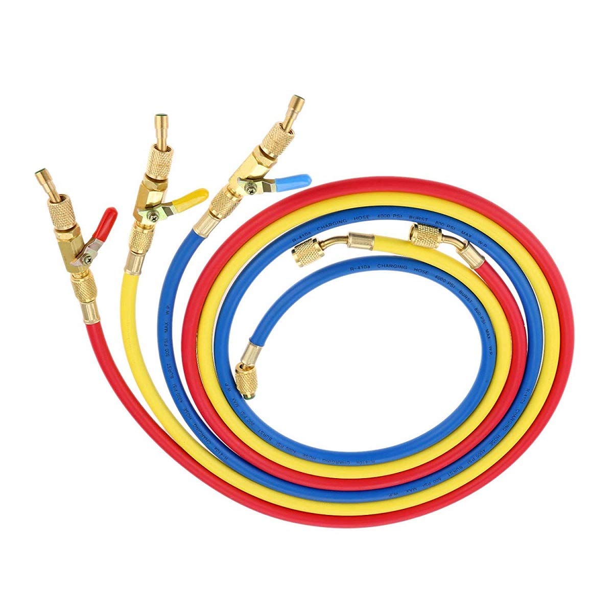 60" R410A Hoses with Ball Valves for 60" R410A HVAC Refrigerant hvac R134A Hoses Ball Valves hvac gauges yellowjacket gauges fieldpiece fieldpiece multimeter r410a refrigerant manifold gauge set 800PS