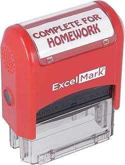 ExcelMark Complete for Homework - Self-Inking Two-Color Rubber Teacher Stamp - Perfect for Grading Homework - Red and Blue Ink