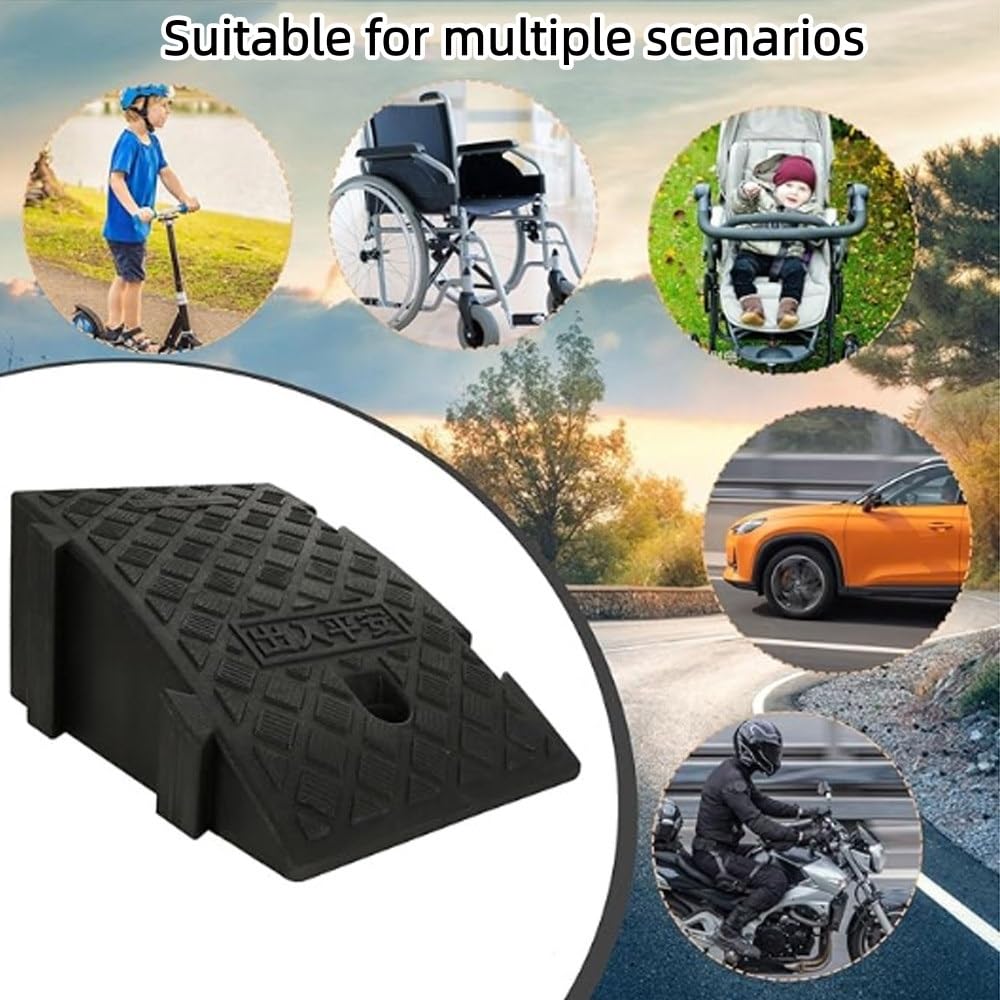 Rampe De Trottoir Rampes De Seuil en Plastique 7-19cm Hauteur Rampe De Bordure Portable Légère pour Voiture Moto Fauteuil Roulant, Noir/Jaune(Yellow,25 * 45 * 19cm/10 * 18 * 8in)