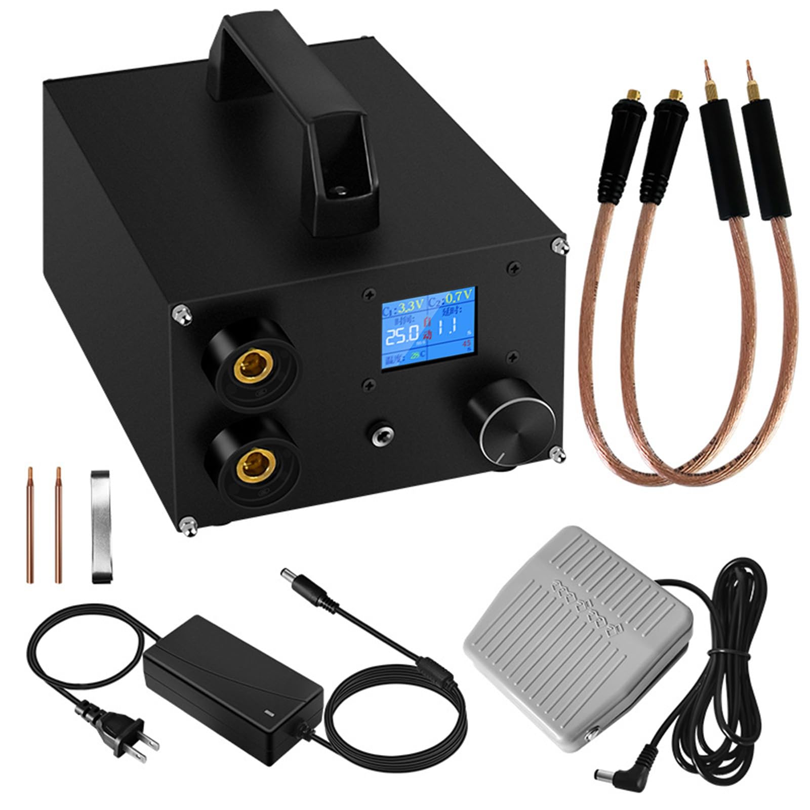 Saldatrice A Punti Per Batterie Portatile - Corrente 1200A, Batteria 5000mAh, Per Lamiere Nichel/ferro/acciaio