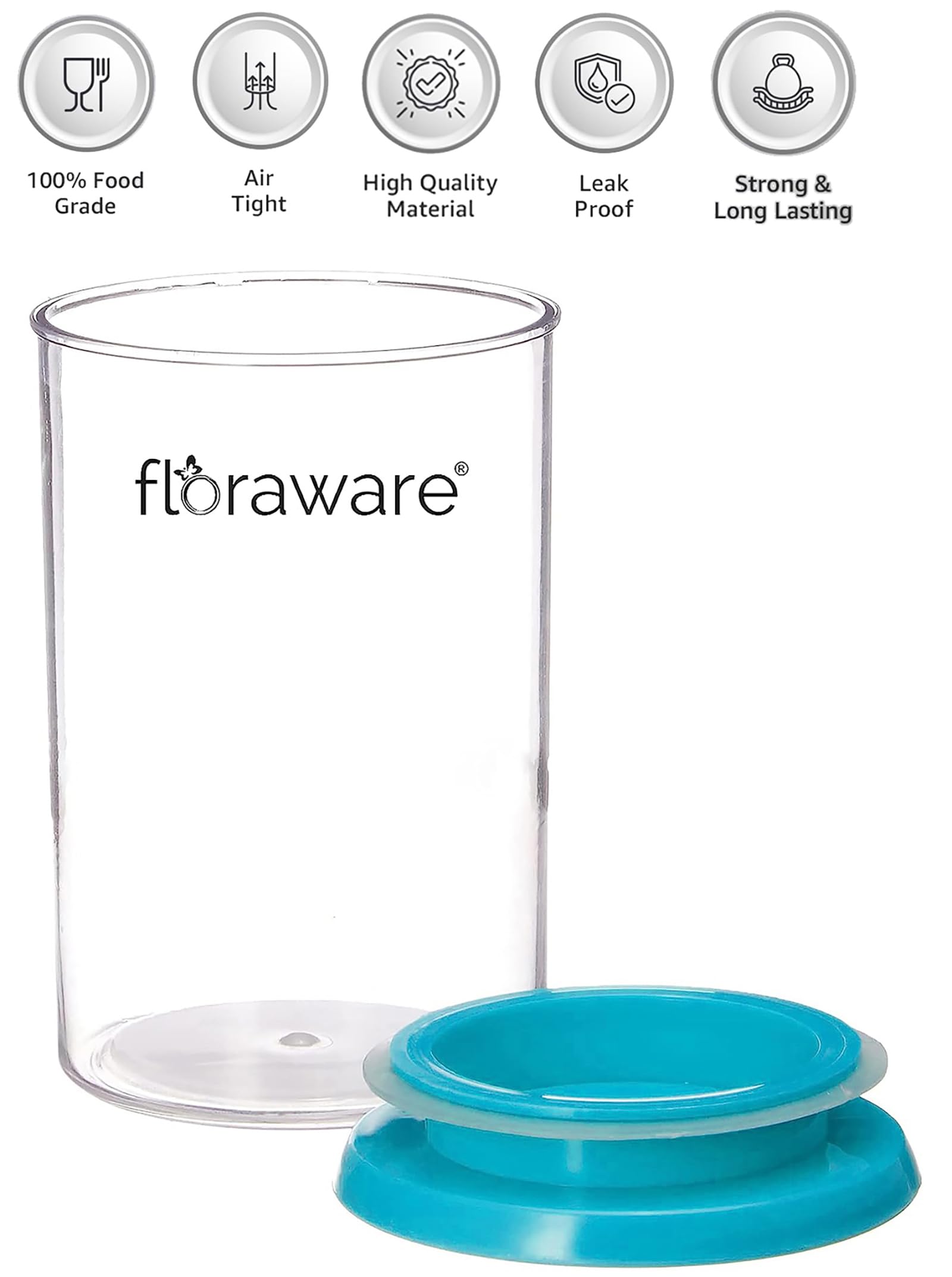 Floraware Contenedor hermético apilable multiusos seguro para alimentos, 900 ml, paquete de 6, sin BPA, (azul)