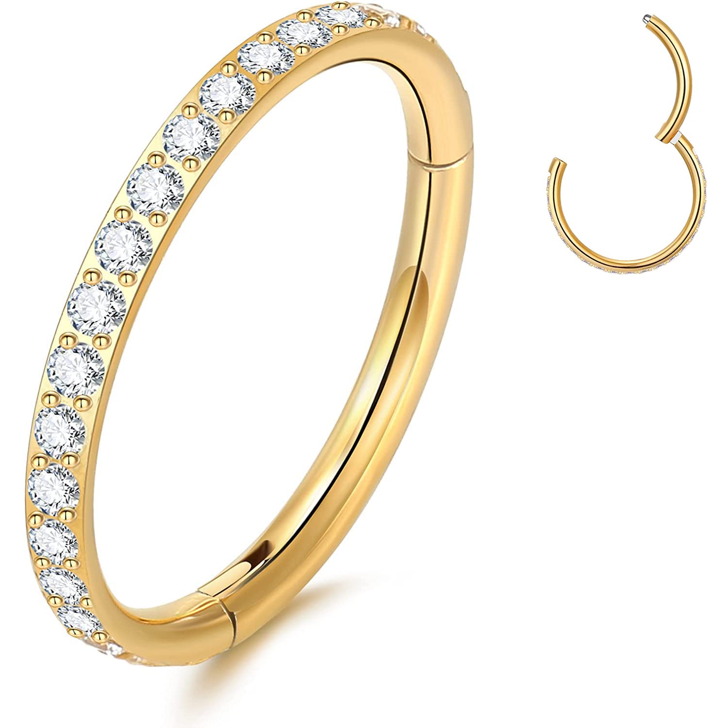 YEBOCIYO Piercing Nariz Piercing Ombligo CZ Piercing Tragus Acero Quirurgico Piercing Lengua Mujer Piercing Septum Hombre Piercing Helix Daith Plata Oro-Rosa Oro 16G