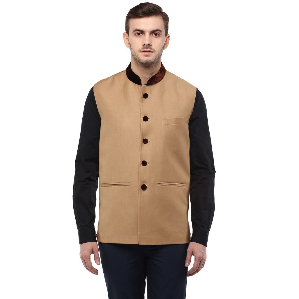 veera paridhaan Men's Solid Brown Colour Nehru Jacket-picture-43