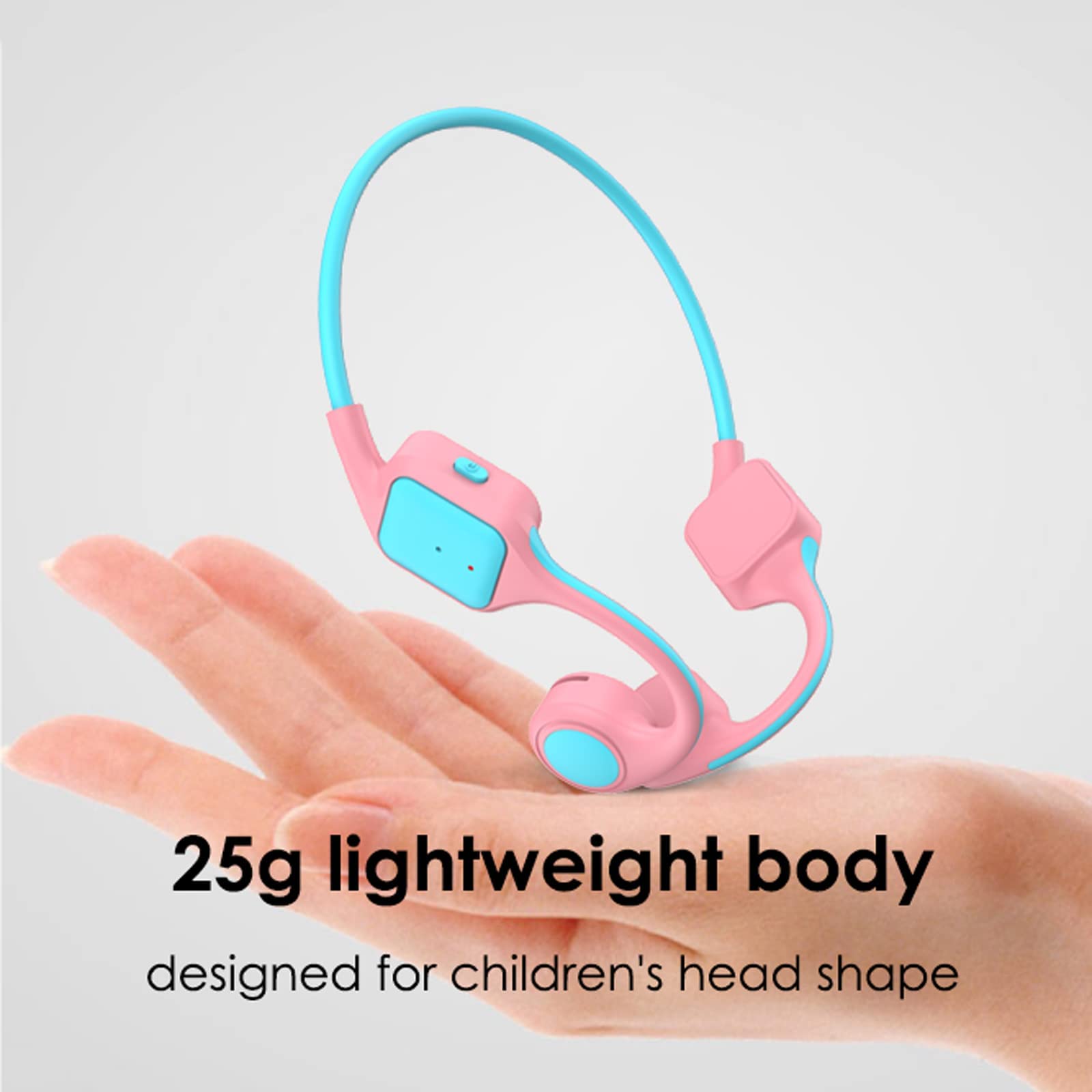 Knochenschall Kopfhörer Kinder kabellos Bluetooth für Schule Open-Ear Sportkopfhörer für Jungen Mädchen Bone Conduction Wasserdicht wireless Kopfhörer mit Ohrbügel für iPad Tablet Kindle Reise Rosa