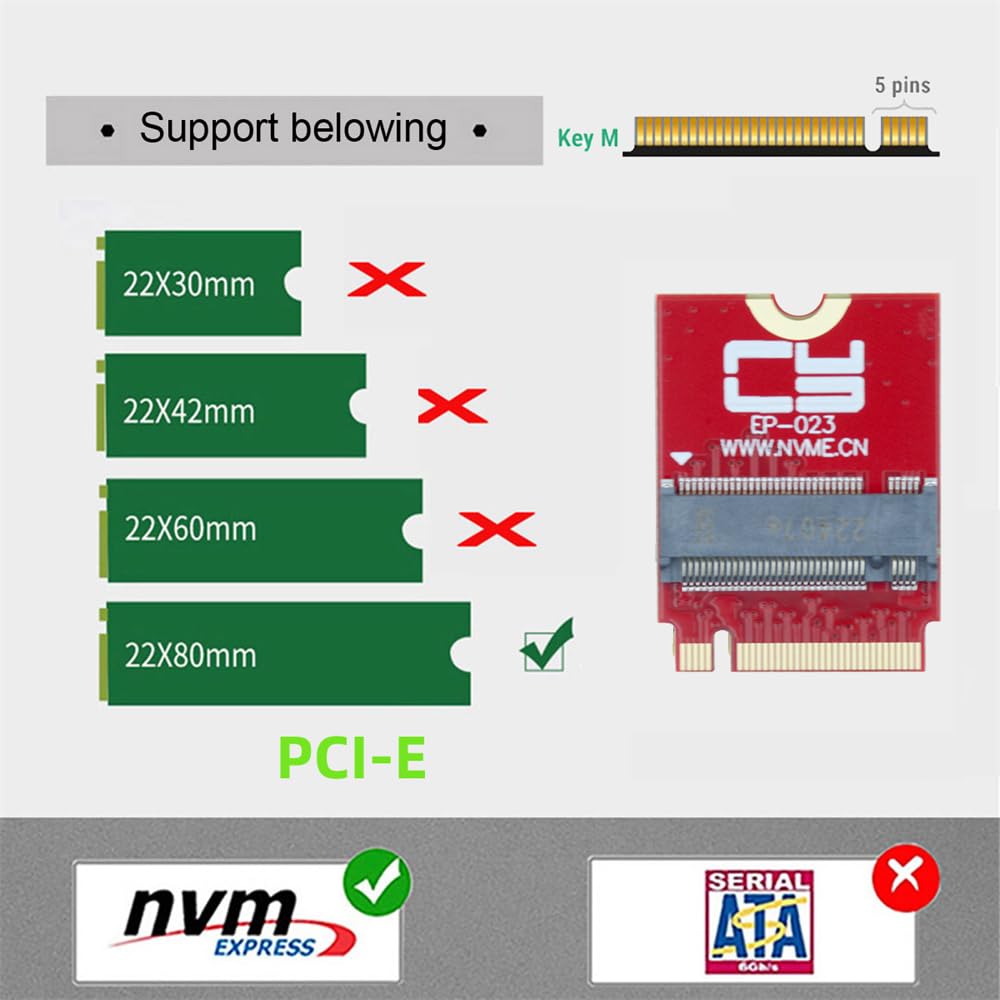 NFHK NVME M-Key 22x30mm to 22x80mm NGFF Extension SSD Upgrade Adapter Compatible with ROG Flow X13 Gamings Laptop - Image 4
