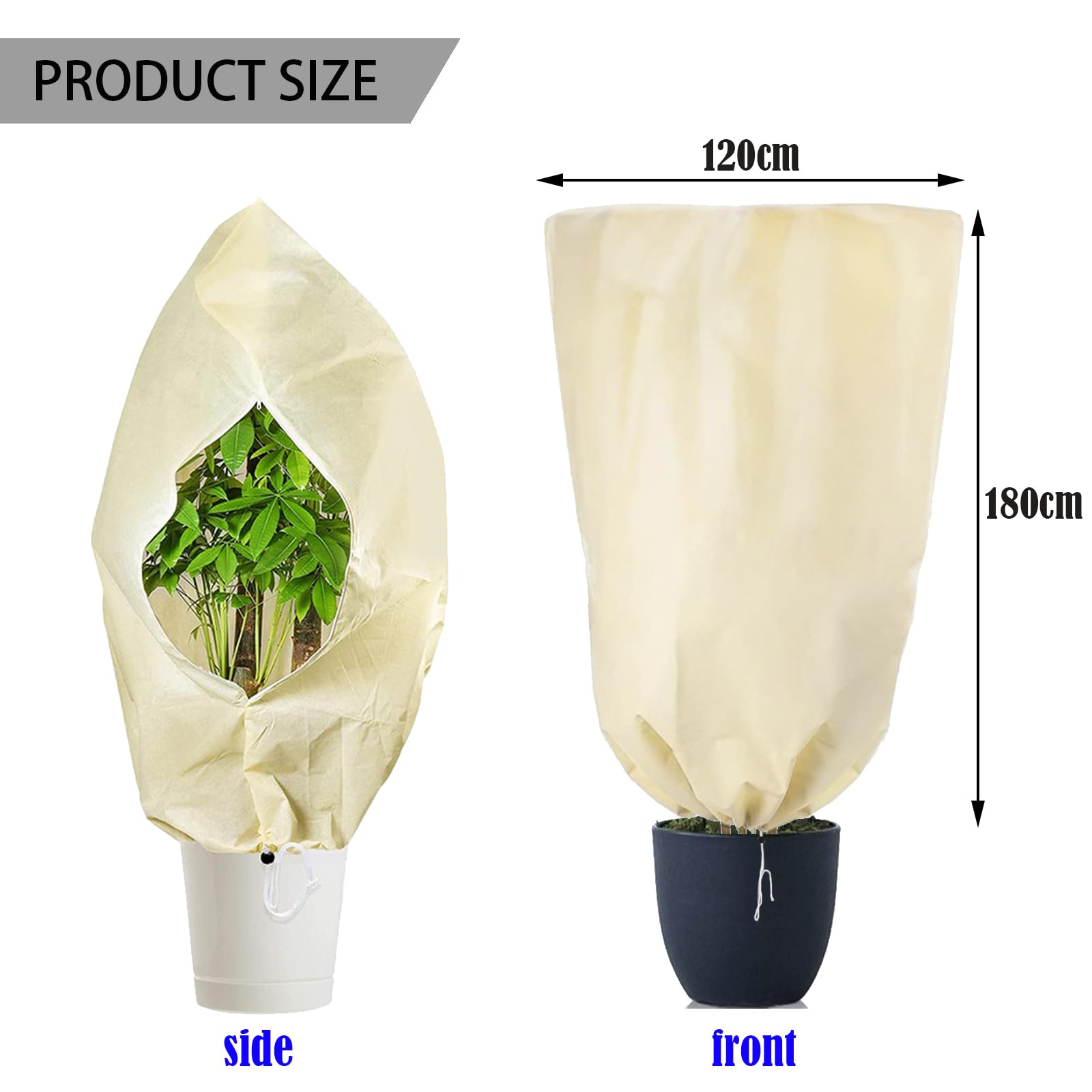 Protection D'hiver Pour Plantes 140x200cm, Protection D'hiver Contre Le Gel Pour Plantes, Housse Hivernage Plante Avec Fermeture éclair Et Cordon De Serrage